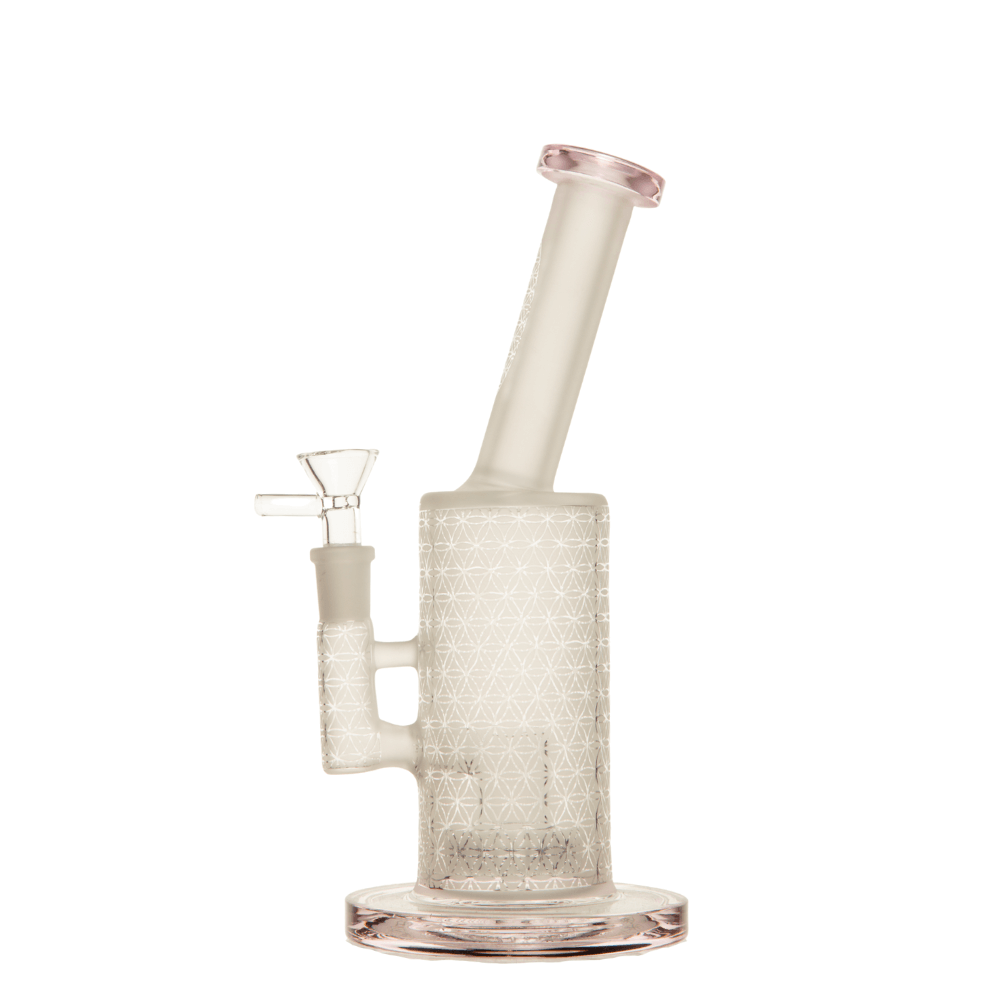 10” Frosted Pump Bong w/ Ring Percolator Pink
