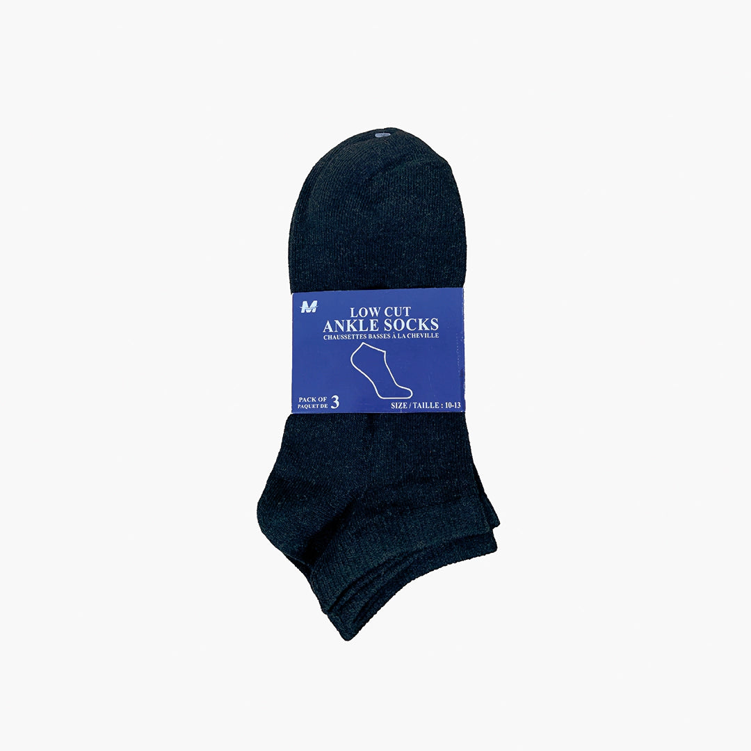 Low Cut Ankle Socks 3 Pairs Black