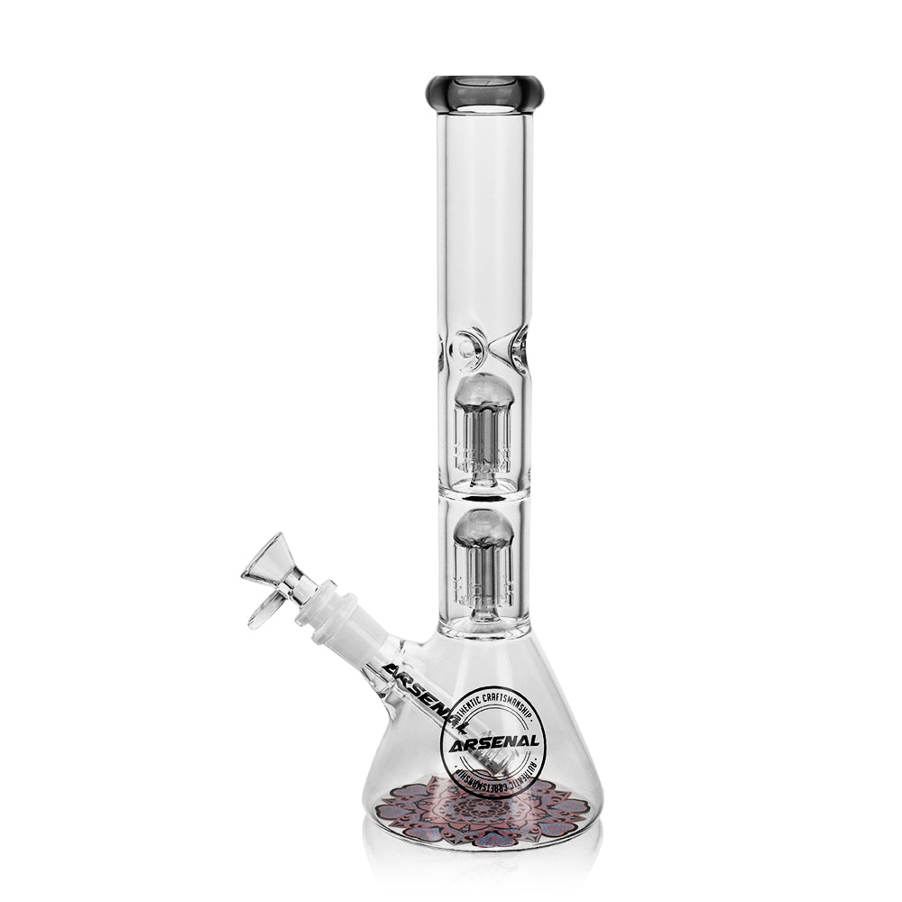 11.8" Arsenal Double-Perc Glass Bong Black