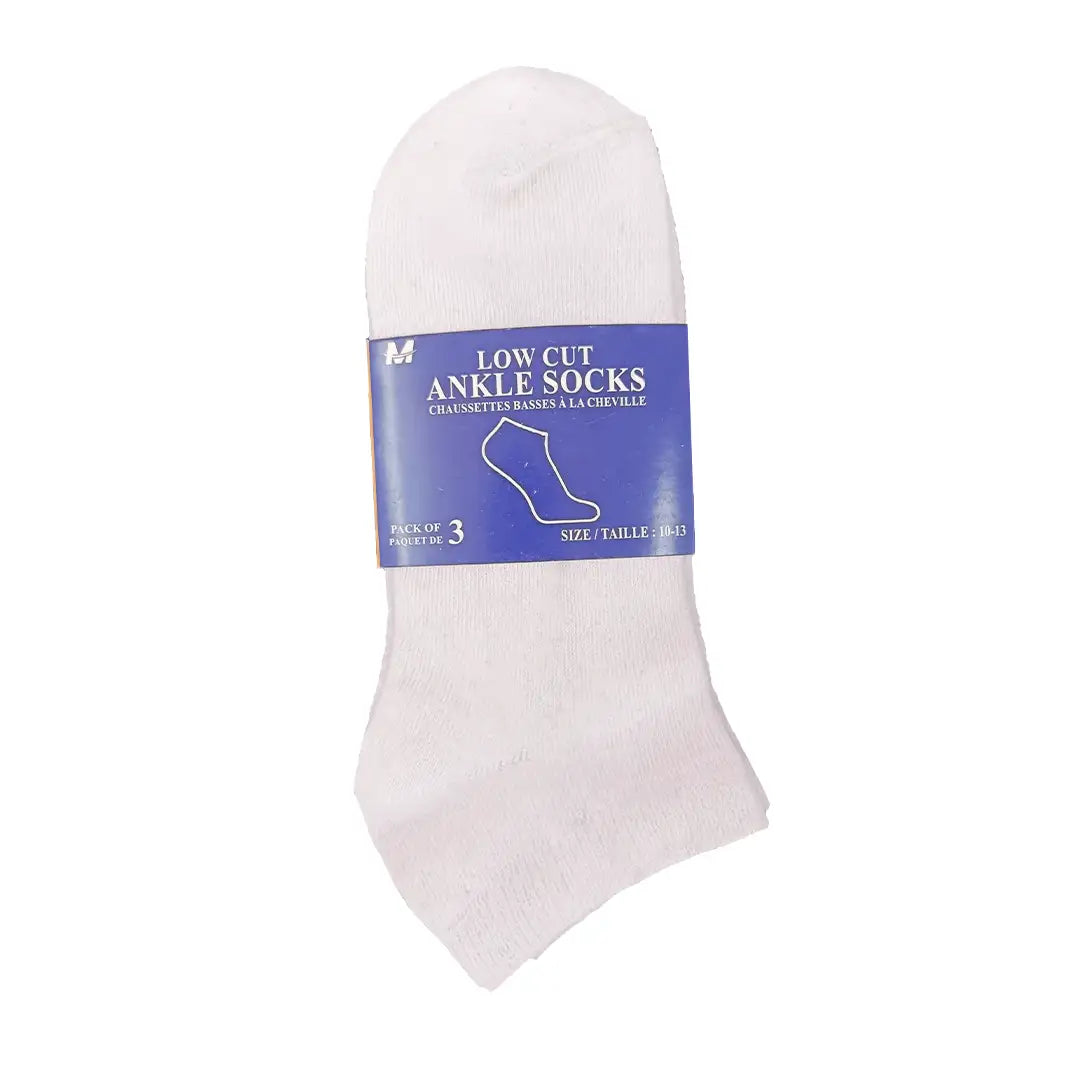 Low Cut Ankle Socks 3 Pairs White