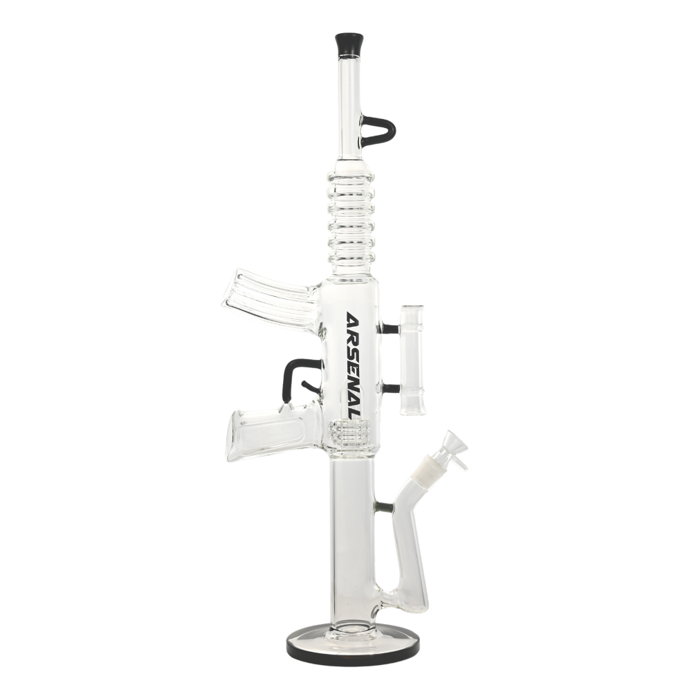 Arsenal Long Piston Glass Bong Black