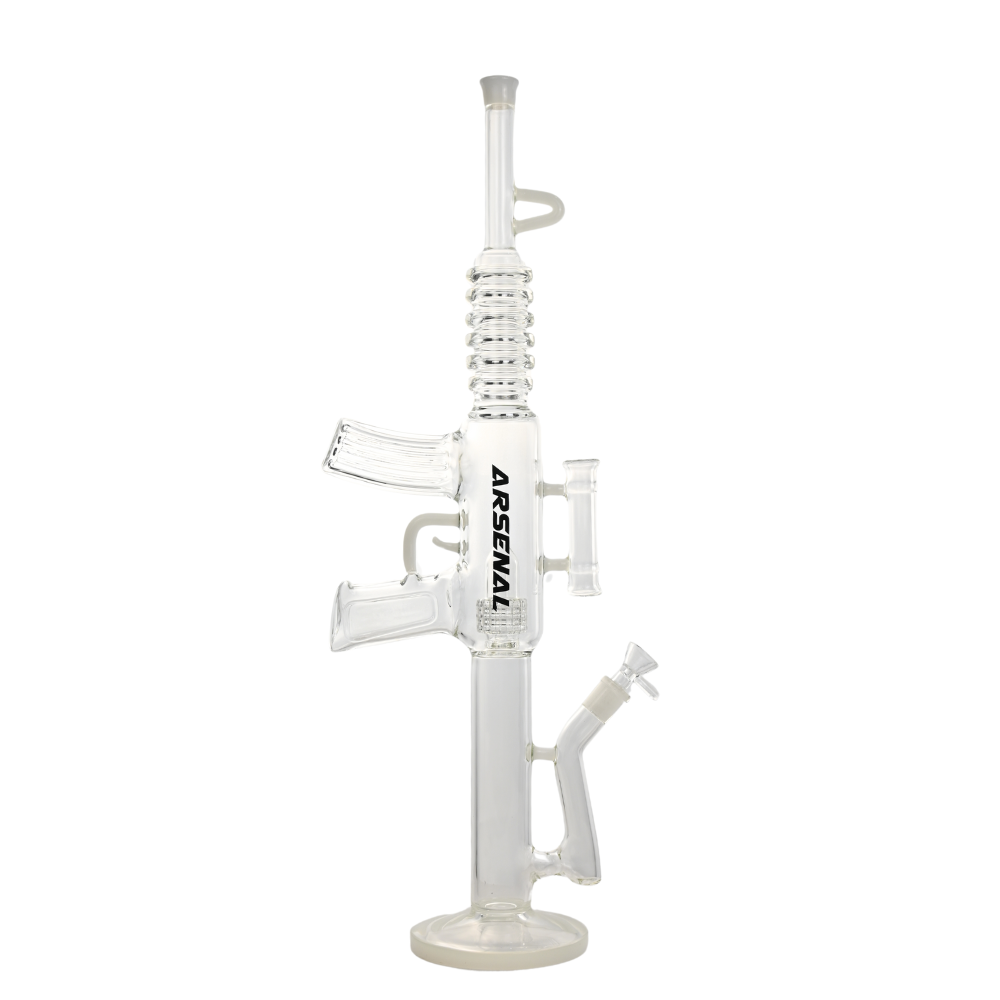 Arsenal Long Piston Glass Bong (White)