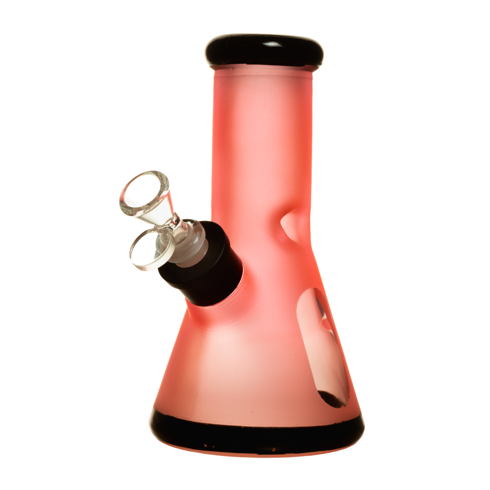 8" 7mm Frosted Glass Bong W/ Gift Box Pink