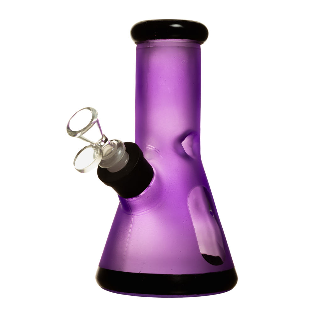 8" 7mm Frosted Glass Bong W/Gift Box Purple