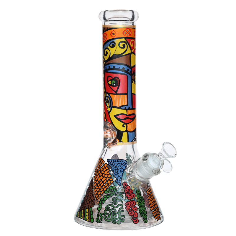 12" 7mm Fusion Art Glass Bong w/ Gift Box (Design A)