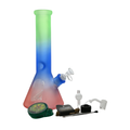 12" Iridescent Rainbow Glass Bong 9-in-1 Dab Kit