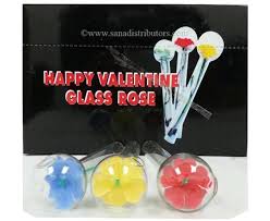 Happy Valentine Glass Rose 6"
